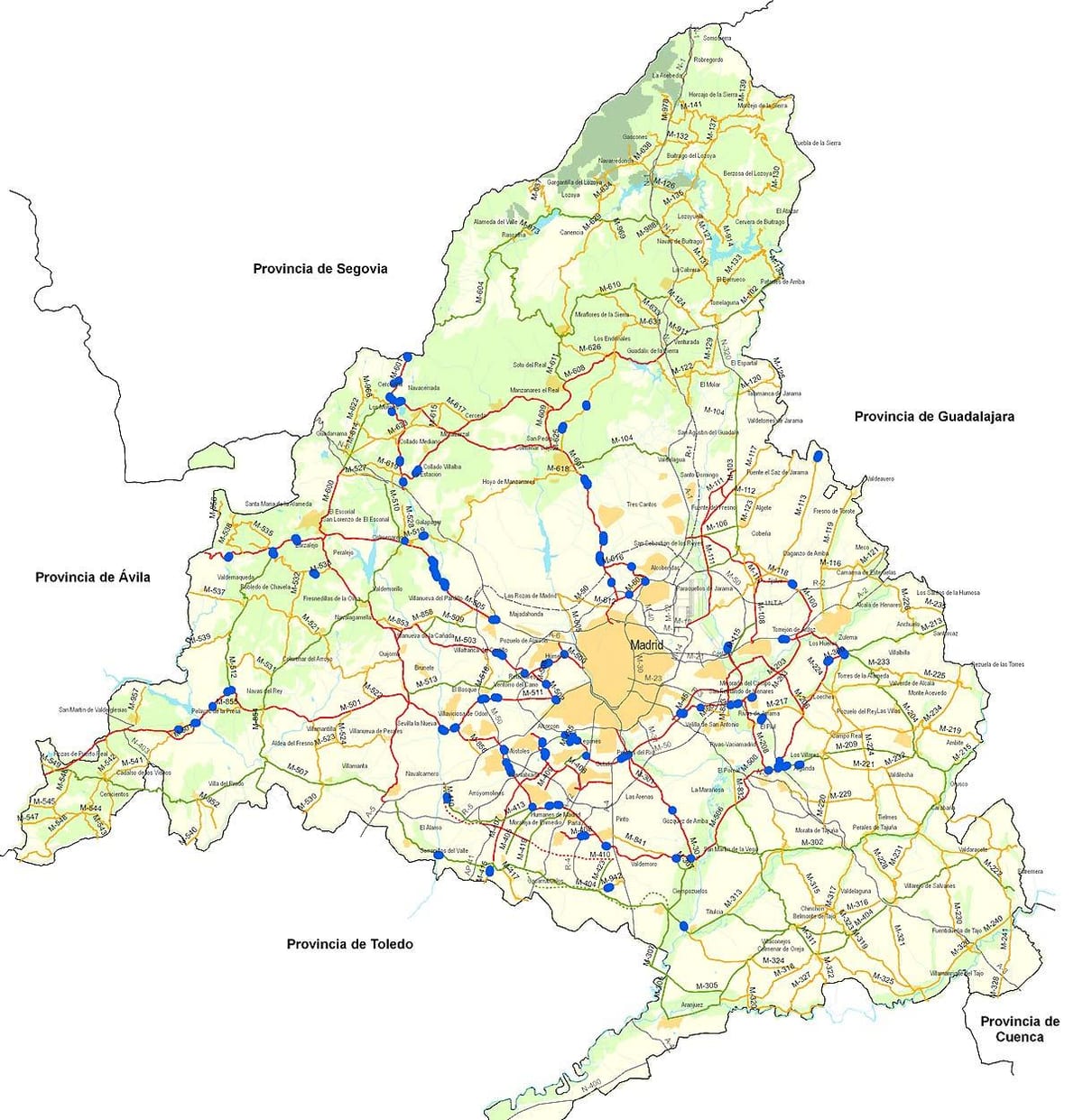 ನಕ್ಷೆ ಮ್ಯಾಡ್ರಿಡ್ ರಸ್ತೆ