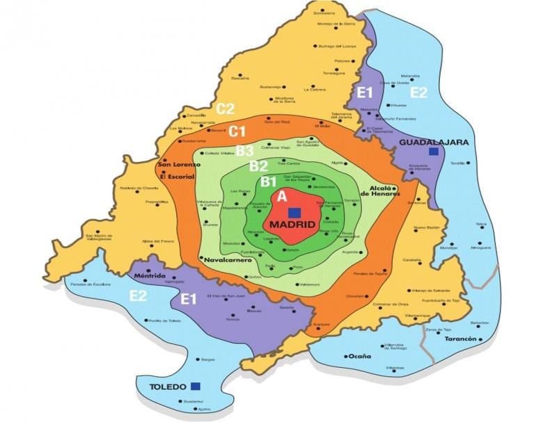 ಮ್ಯಾಡ್ರಿಡ್ ವಲಯ ಟಿ ನಕ್ಷೆ