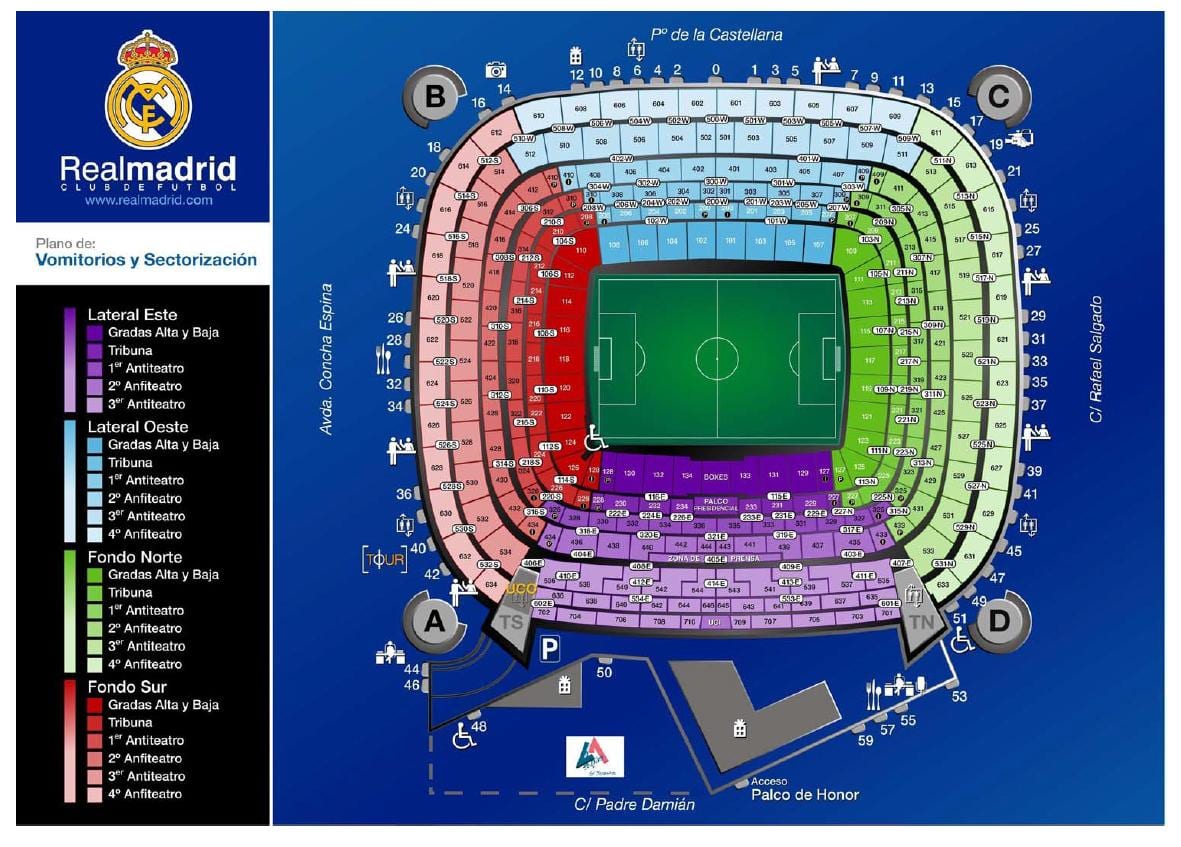ಸ್ಯಾಂಟಿಯಾಗೊ bernabeu ಕ್ರೀಡಾಂಗಣ ನಕ್ಷೆ