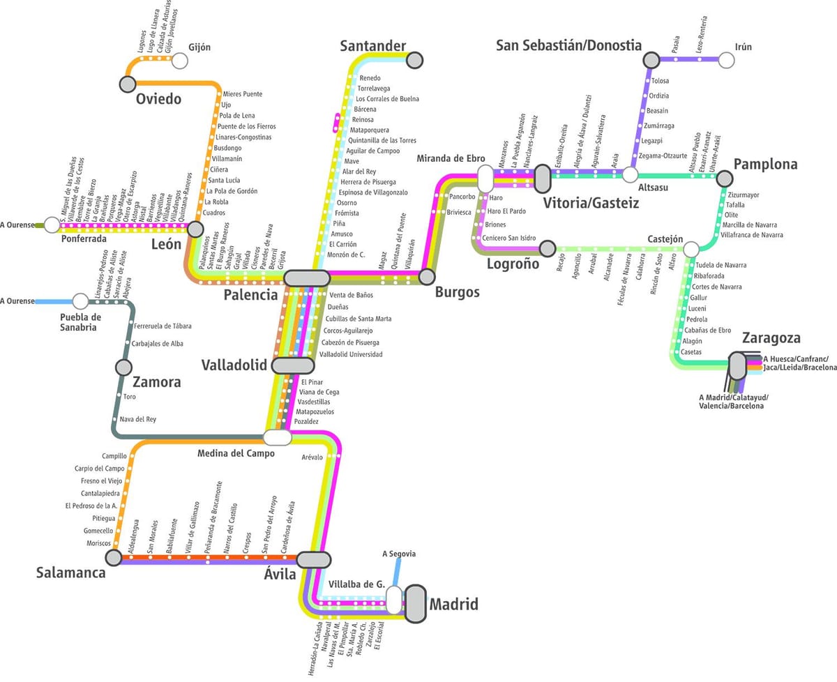 ನಕ್ಷೆ renfe ರೈಲು ನಕ್ಷೆ Madrid